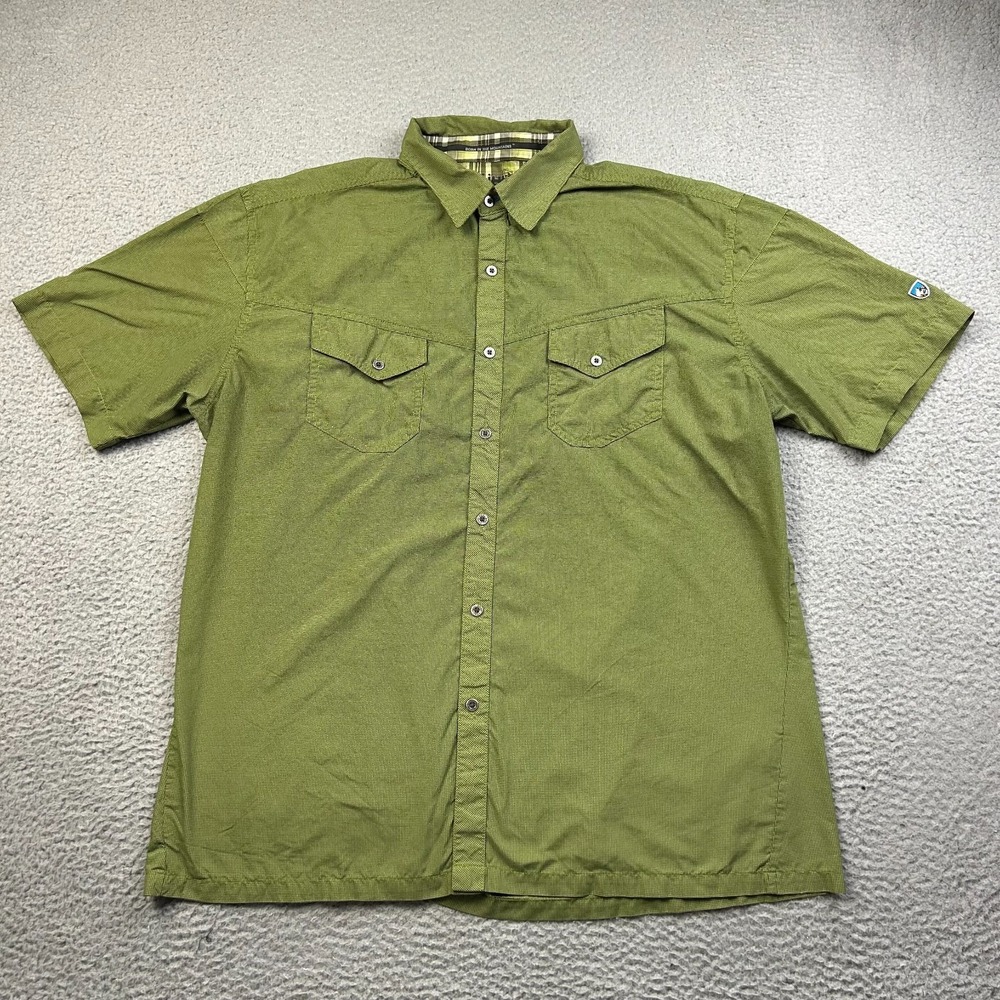 Kuhl  IONIK Shirt Mens 2XL Green Sleeve Button Up Outdoor Travel Lightweight